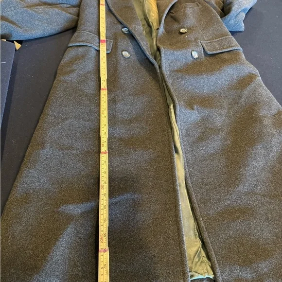John Weitz Cashmere Wool blend Double-Breasted Dark Gray Coat Sz 4p - Picture 8 of 15